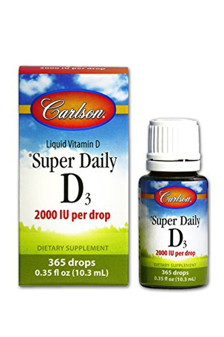 Carlson Super Daily D3 Vitamin D Drops 2000 IU per Drop 1 Year Supply Vitamin D3 Liquid Heart Immune Health Vegetarian Liquid Vitamin D Drops Unflavored 365 Drops Carlson Super Daily D3 Vitamin D Drops 2000 IU per Drop 1 Year Supply Vitamin D3 Liquid Heart Immune Health Vegetarian Liquid Vitamin D Drops Unflavored 365 Drops