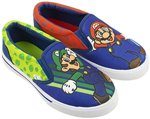 Super Mario Brothers Mario   Luigi Boys ShoesEasy Slip on Nintendo Blue Little Kid Size 12