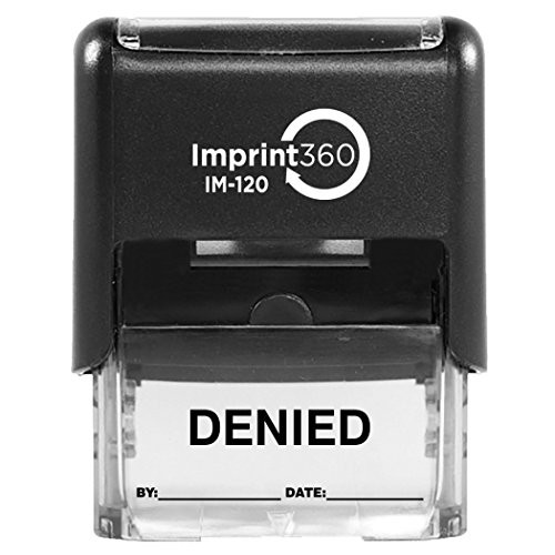 Supply360 AS IMP1106K   Denied Stamp with by    Date  Black Ink Heavy Duty Commerical Self Inking Rubber Stamp 9 16  x 1 1 2  Impression