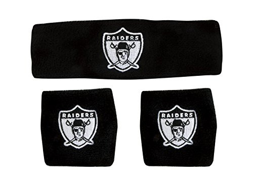 NFL Oakland Raiders Wristbands Headband Set Black One Size NFL Oakland Raiders Wristbands Headband Set Black One Size