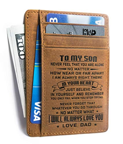 memory gift   Minimalist Wallets for son from Dad Front Pocket Wallet  To my Son   Love Dad  Father s day Birthday Graduation Back To School Christmas Xmas Dad To Son Wallet for Son From Dad