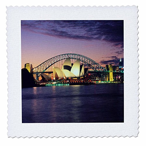 3dRose qs 66291 2 Sydney Australia Purple and Pink Sunset Quilt Square 6 by 6 Inch