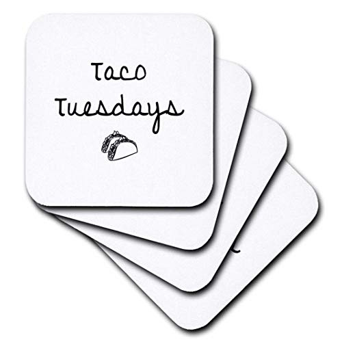 3dRose Taco Tuesdays Black Text on White Background   Soft Coasters Set of 8  CST 221108 2