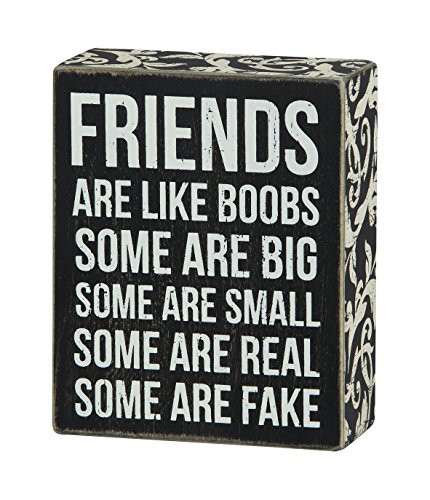 Primitives by Kathy Box Sign, 4-Inch by 5-Inch, Like Boobs