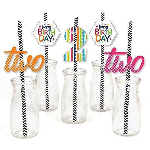 2nd Birthday Cheerful Happy Birthday Paper Straw Decor Colorful Second Birthday Party Striped Decorative Straws Set of 24 2nd Birthday Cheerful Happy Birthday Paper Straw Decor Colorful Second Birthday Party Striped Decorative Straws Set of 24