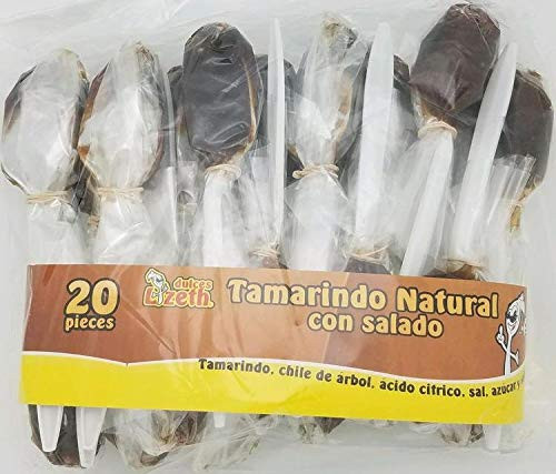 Dulces Lizeth Tamarindo Natural con Salado 20 pieces  520 grams 1834oz  Original Real Tamarindo mango   Fruit Pulp Spoon Lollipops super tasty mexican natural candy snacks frutales paletas cuchara