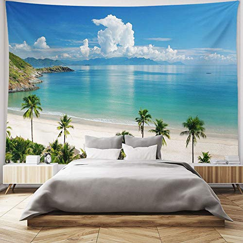 HIYOO Home Nature Art Wall Hanging Fabric Tapestry Tropical Ocean Sea Beach Seashore Island Palms Trees Tapestry Decor For Dorm Room BedroomLiving Room Background Sunshine Coast 90 W x 60 L HIYOO Home Nature Art Wall Hanging Fabric Tapestry Tropical Ocean Sea Beach Seashore Island Palms Trees Tapestry Decor For Dorm Room BedroomLiving Room Background Sunshine Coast 90 W x 60 L