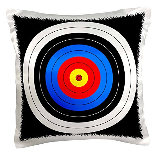 3dRose pc 159796 1 Target with Red Yellow Black White and Blue Rings Archery Aim Goal Hit Background Sport Pillow Case 16  x 16
