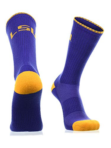 LSU Tigers Socks Campus Legend Crew  Purple Gold Large