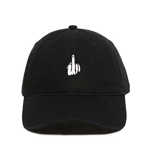 Tech Design Middle Finger Dad Baseball Cap Embroidered Cotton Adjustable Dad Hat Black