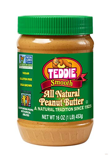 Teddie All Natural Peanut Butter Smooth 16 Ounce Jar  Pack of 4