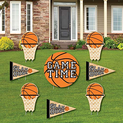 Big Dot of Happiness Nothin  but Net   Basketball   Yard Sign and Outdoor Lawn Decorations   Baby Shower or Birthday Party Yard Signs   Set of 8