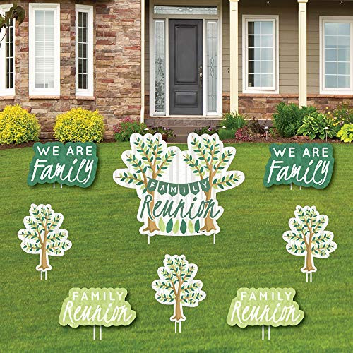 Family Tree Reunion   Yard Sign and Outdoor Lawn Decorations   Family Gathering Party Yard Signs   Set of 8