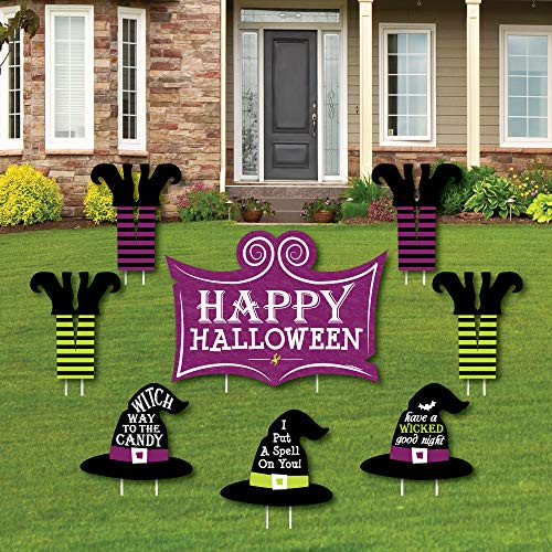 Big Dot of Happiness Happy Halloween   Yard Sign and Outdoor Lawn Decorations   Witch Party Yard Signs   Set of 8