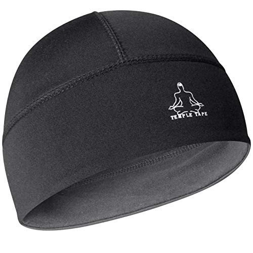 Temple Tape Skull Cap Beanie  Helmet Liner Running Cap Thermal Retention Moisture Wicking   Fits Under Helmets  Black