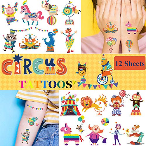 Circus Temporary Tattoos for Kids   More Than 105 Tattoos Circus Carnival Birthday Party Supplies Favors