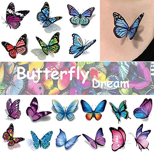 Ooopsi Butterfly Tattoos for Kids Womens 110 Pcs 3D Tattoos Colorful Body Art Temporary Tattoos Butterfly Party Favors Ooopsi Butterfly Tattoos for Kids Womens 110 Pcs 3D Tattoos Colorful Body Art Temporary Tattoos Butterfly Party Favors