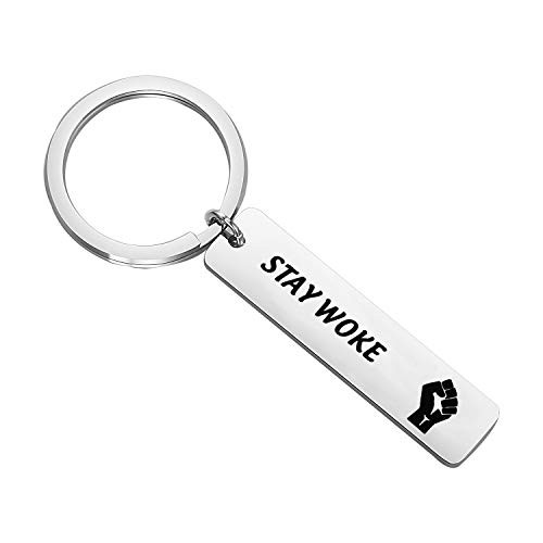 CHOORO Stay Woke Keychain Black Pride Gift for Black History Month Black is Beautiful Jewelry Gifts for Black Women  Stay Woke Keychain