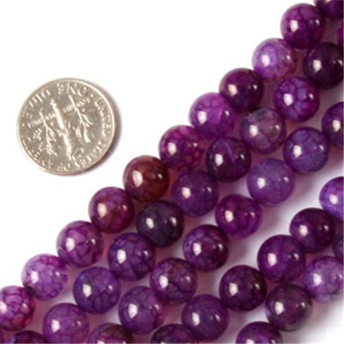 GEM inside Gemstone Loose Beads Genuine Natural Purple Crackle Agate 8mm Round Energy Stone Power Beads For Jewelry Making 15