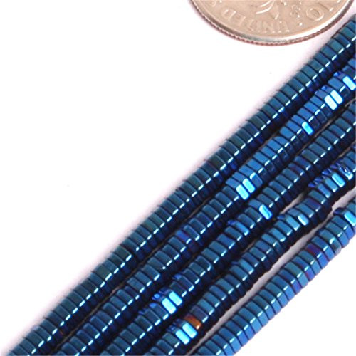 GEM inside Polygon Blue Metallic Coated Hematite Non Magnetic Beads Agate Beads for Jewelry Making Loose Beads Findings Accessories 3x1mm Strand 15 Inches
