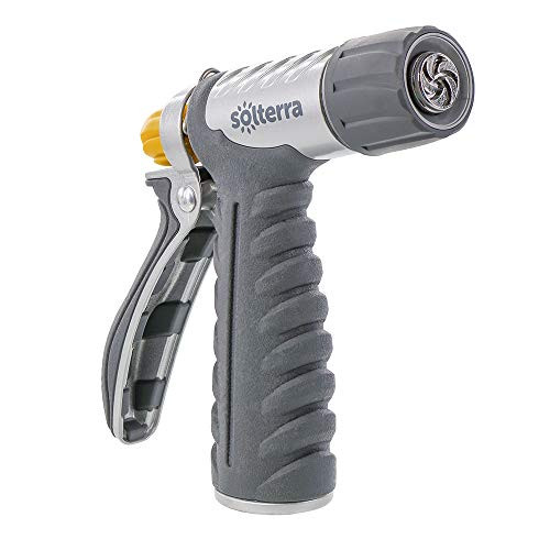Solterra 27627 Adjustable Garden Hose High Flow Nozzle with Rear Trigger Gray