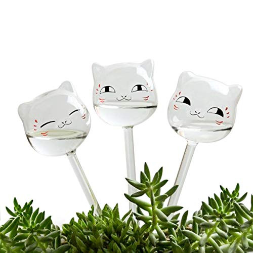 KiKiHeim Plant Waterer Cute Self Watering Globes Hand Blown Clear Glass Plant Water Bulbs for Indoor Automatic Plant Watering Devices Gifts for Family and Friends 3 Cats KiKiHeim Plant Waterer Cute Self Watering Globes Hand Blown Clear Glass Plant Water Bulbs for Indoor Automatic Plant Watering Devices Gifts for Family and Friends 3 Cats
