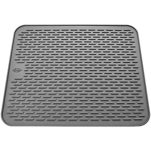 Silicone Dish Drying Mat - Large 19.7x15.7 - Sink Mat - Dish Draining Mat - Silicone Trivet Mat - Heat Resistant - Countertop Mat - Kitchen Drying Mat - Color Gray