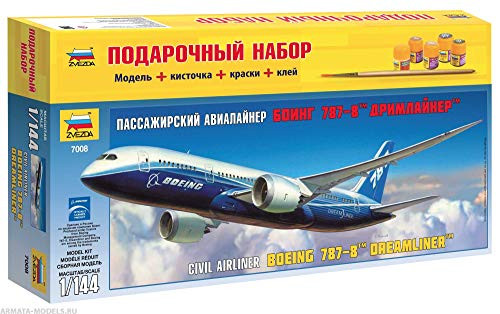ZVEZDA 7008 P Civil Jet Airliner Boeing 787 8 DREAMLINER Gift Set Plastic Model Kit Scale 1 144 78 Details Lenght 17