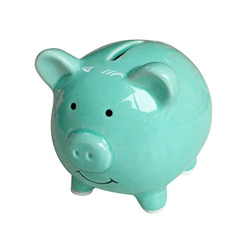 Aojingtai Ceramic Piggy Bank Mini   Small Cute Ceramic Coin Money Piggy Bank Makes a Perfect Unique Gift Nursery Decor Keepsake or Savings Piggy Bank for Kids Green