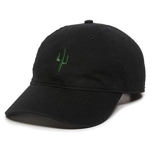 Cactus Embroidered Dad Hat   Adjustable Polo Style Baseball Cap for Men   Women Black