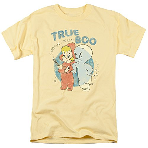 Casper The Friendly Ghost Cartoon Casper and Wendy True Boo Retro Adult T Shirt Yellow