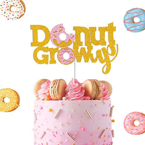 Donut Grow up Cake Topper Double Sided Gold Glitter for Baby Shower Boys Girls Kids First Birthday Party Supplies Decorations Donut Grow up Cake Topper Double Sided Gold Glitter for Baby Shower Boys Girls Kids First Birthday Party Supplies Decorations