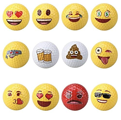 NicePro Fun Golf Gift Yellow Emoji Golf Ball Universe  2 Piece Professional Practice Golf Balls 12 Emoji Balls