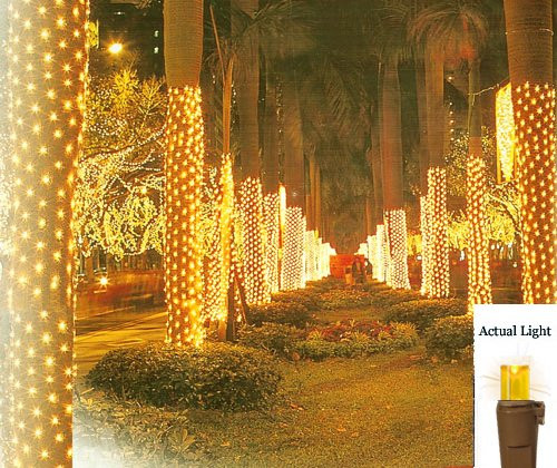 Vickerman 2  x 8  Amber LED Net Style Tree Trunk Wrap Christmas Lights   Brown Wire