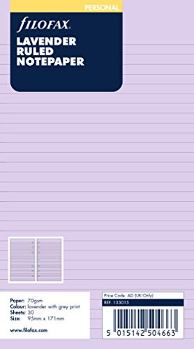 Filofax Personal Lavender Ruled Notepaper