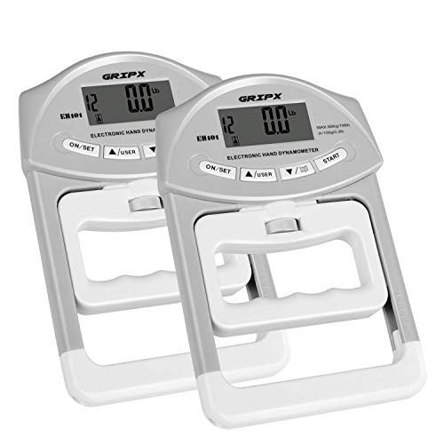 GRIPX Digital Hand Dynamometer Grip Strength Measurement Meter Auto Capturing Electronic Hand Grip Power 198Lbs   90Kgs 2 Pack