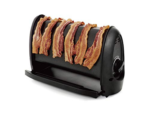 J Jati Bacon cooker Maker Crispy Bacon Grill Non Stick Crispy Bacon Home Bacon Maker Breakfast Crispy Bacon 6 strips bacon maker Black Removable Drip tray Bacon Cooker