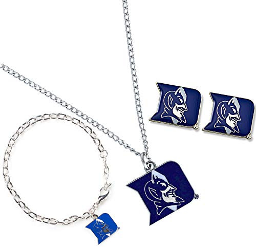 NCAA Duke Blue Devils Logo Stainless Steel Necklace Bracelet and Earings Gift Bundle NCAA Duke Blue Devils Logo Stainless Steel Necklace Bracelet and Earings Gift Bundle