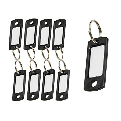 Lucky Line Flexible Colored Plastic Key Tag with 3 4  Split Ring in Black 50 Tags  16920