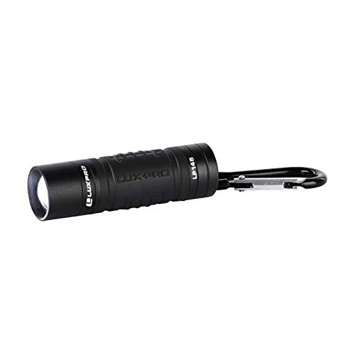 LUXPRO LP145 Focusing LED Keychain Flashlight with Matching Carabiner Clip  Black