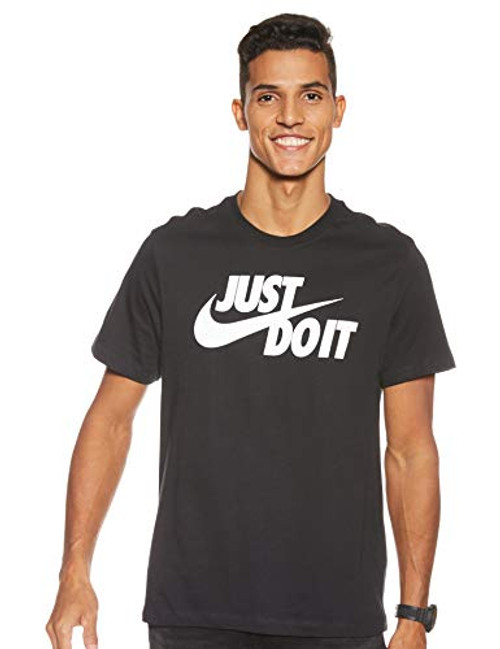 Nike Men s Sportswear Tee Just Do It Swoosh Black White Large