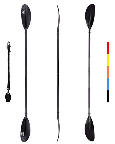 OCEANBROAD Kayak Paddle 230CM 905 Inches Alloy Shaft Kayaking Boating Oar with Paddle Leash