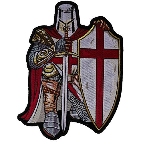 White and Red Crusader Knight Large Christian Back Patch 89x12 inch Embroidered Iron on Patch White and Red Crusader Knight Large Christian Back Patch 89x12 inch Embroidered Iron on Patch