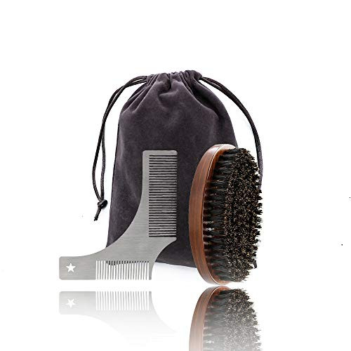 Beard Shaping Template Comb and Beard Brush Set for Men Natural Boar Bristle Beard Brush and Stainless Steel Beard Trimming Tool Great for Grooming Beard and Mustache Beard Shaping Template Comb and Beard Brush Set for Men Natural Boar Bristle Beard Brush and Stainless Steel Beard Trimming Tool Great for Grooming Beard and Mustache