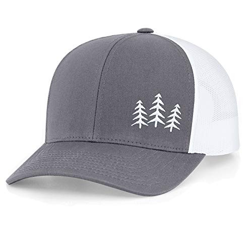 Low Key Caps   Trucker Snapback Baseball Hat   Tree Graphite White