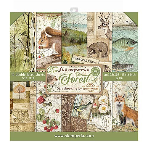 STAMPERIA INTERNATIONAL KFT PAPER PAD 12X12 10PK FOREST 305 x 305 12 x 12 Multicoloured STAMPERIA INTERNATIONAL KFT PAPER PAD 12X12 10PK FOREST 305 x 305 12 x 12 Multicoloured
