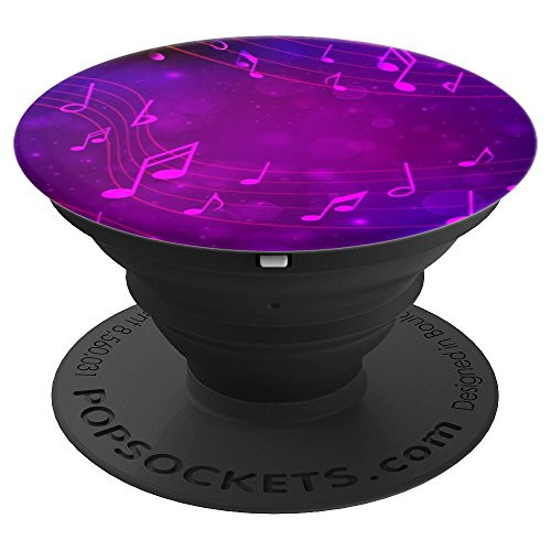 Music Notes on Purple Bokeh Background PopSockets Grip and Stand for Phones and Tablets
