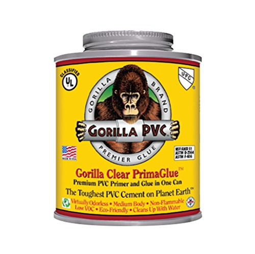 Gorilla PVC Cement 16 oz R1585C Medium Body PrimaGlue One Step Self Priming Non Toxic Odorless Non Flammable No Primer Required Eco Friendly Low in VOCs   Durable Easy Use by Raven