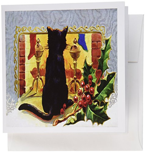 3dRose Merry Christmas cat 1910 - Greeting Cards, 6 x 6 inches, set of 6 (gc_9227_1) 3dRose Merry Christmas cat 1910 - Greeting Cards, 6 x 6 inches, set of 6 (gc_9227_1)