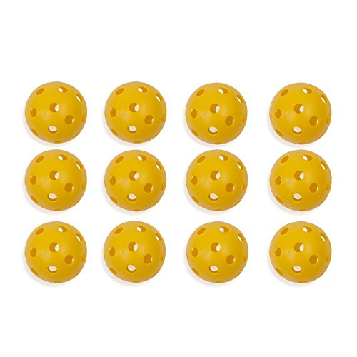 Champion Sports Yellow Plastic Baseballs: Hollow Wiffle Balls for Sport Practice or Play - 12 Pack